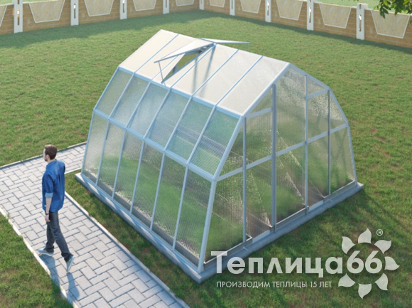 Теплица Рада Каспий из поликарбоната, 4х4 метра, белая